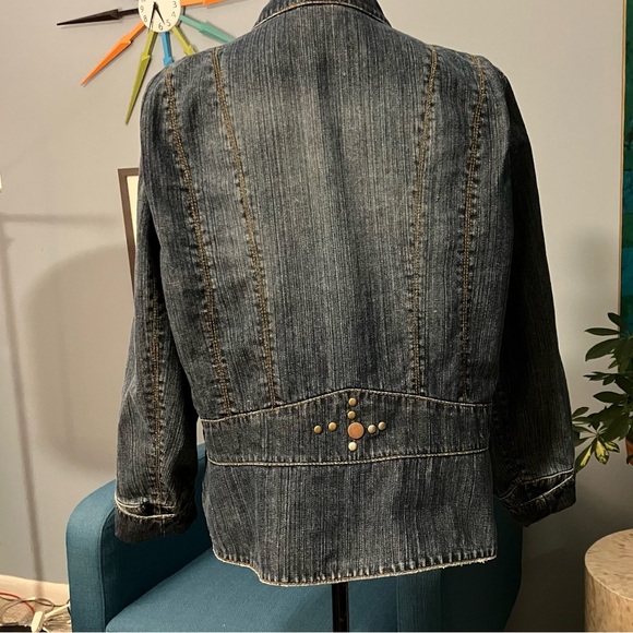 VTG Faded Glory Denim Studded Jacket Size 18W/20W Dark Wash Statement Piece - Picture 3 of 8
